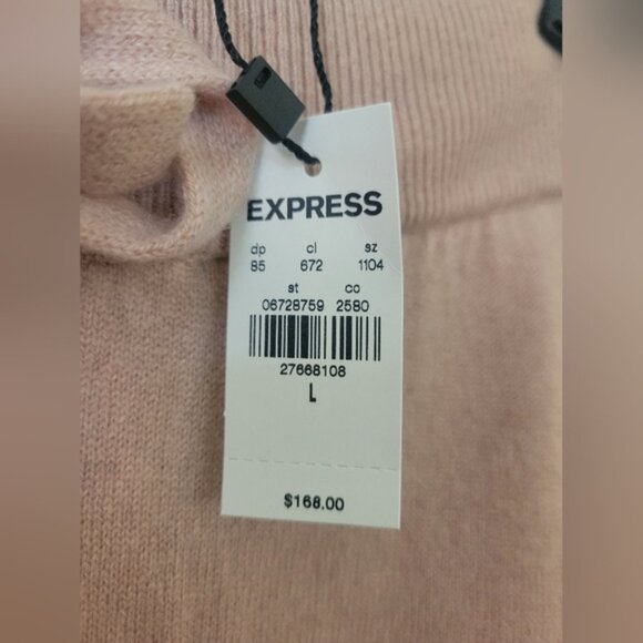 NWT Express 100% Cashmere Super High Waisted Joggers Pink Size Large - Picture 3 of 10